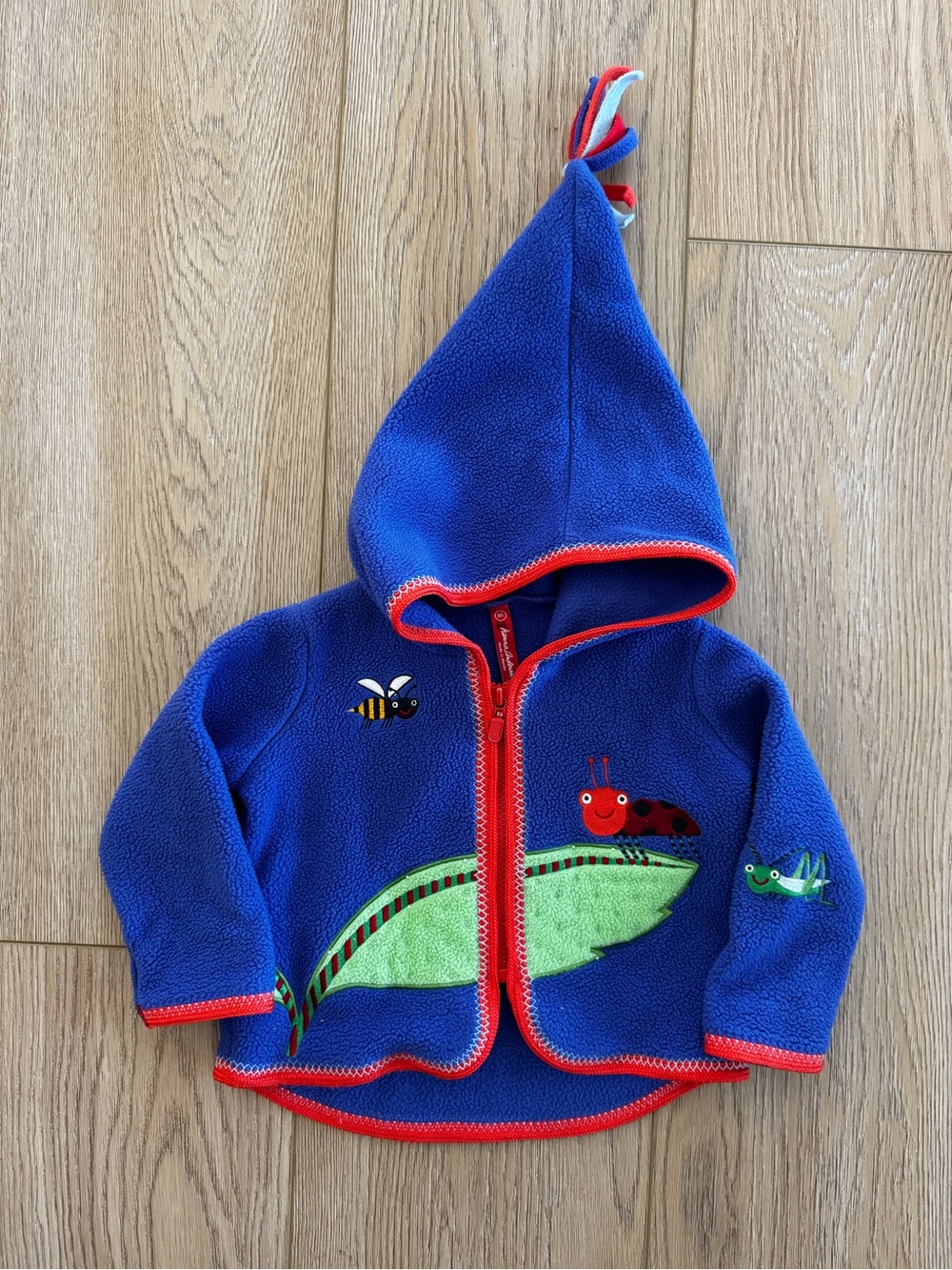 Hanna Andersson Blue Hooded Fleece Jacket with Bug Details - so cute!